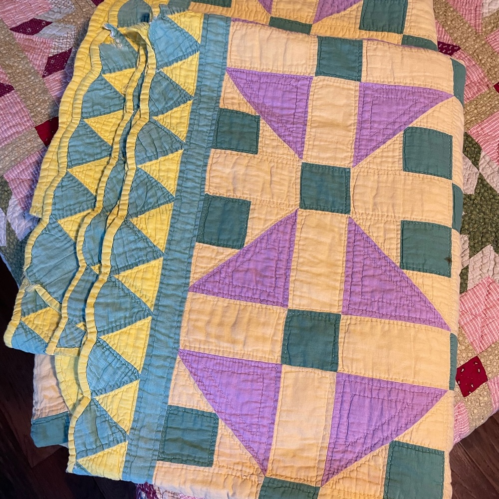 Vintage Handmade Patchwork Quilt Queen